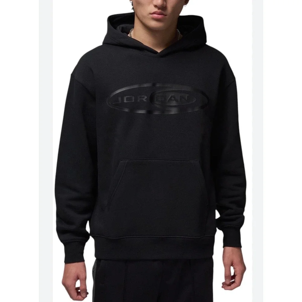 Air JORDAN Essentials Black Graphic Logo Pullover Hoodie‎ Sweatshirt Sz S Nike